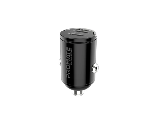 Promate Bullet-PD40 Super-Mini Ultra-Fast Car Charger with 40W Dual USB-C Ports